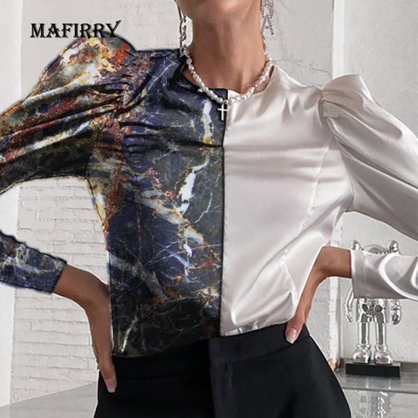 women's blouses & shirts 2021 autumn casual round neck women blouse long sleeve slim fit printed pullover elegant office lady patchwork, White
women's blouses & shirts 2021 autumn casual round neck women blouse long sleeve slim fit printed pullover elegant office lady patchwork, White