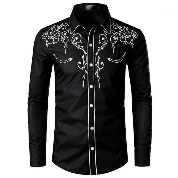 men's casual shirts 2021 tylish western cowboy shirt men brand design embroidery slim fit long sleeve mens wedding party male, White;black
men's casual shirts 2021 tylish western cowboy shirt men brand design embroidery slim fit long sleeve mens wedding party male, White;black