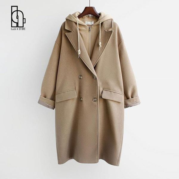 women's wool & blends 2021 korean fashion patchwork hooded coats women casual loose winter thicken fake two coat jacket streetwear warm, Black
women's wool & blends 2021 korean fashion patchwork hooded coats women casual loose winter thicken fake two coat jacket streetwear warm, Black