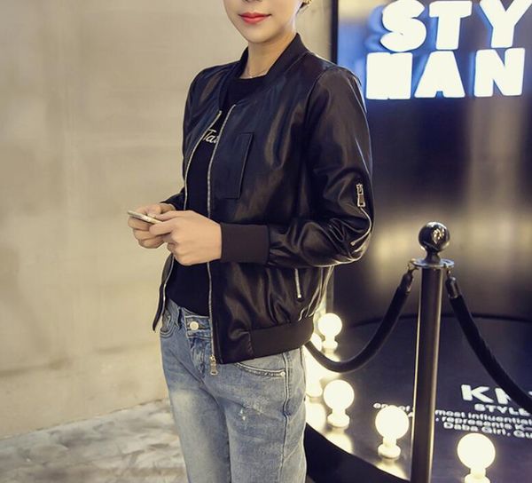 women's jackets punk autumn winter women slim fit outerwear zipper round collar o neck pu leather baseball style jacket short black coa, Black;brown
women's jackets punk autumn winter women slim fit outerwear zipper round collar o neck pu leather baseball style jacket short black coa, Black;brown