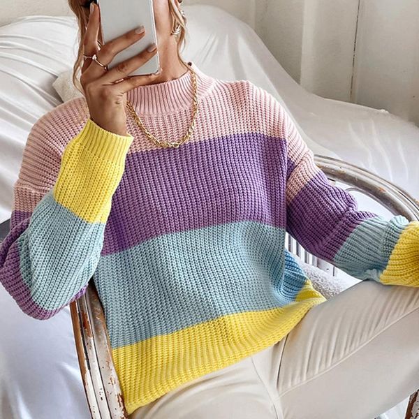 women's sweaters winter women o neck sweater rainbow pullovers ladies patchwork long sleeve sueter famale loose kawaii casual streetwe, White;black
women's sweaters winter women o neck sweater rainbow pullovers ladies patchwork long sleeve sueter famale loose kawaii casual streetwe, White;black