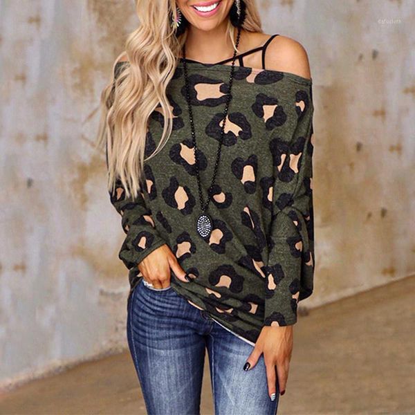 women's t-shirt leopard print woman tshirts fashion long-sleeved off-the-shoulder t shirt women leisure and bloues blusas mujer, White
women's t-shirt leopard print woman tshirts fashion long-sleeved off-the-shoulder t shirt women leisure and bloues blusas mujer, White