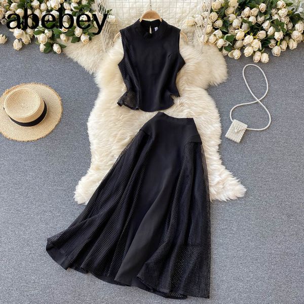 women summer korean fashion casual set solid sleeveless tank high waist pleated skirt two piece 210512, White
women summer korean fashion casual set solid sleeveless tank high waist pleated skirt two piece 210512, White