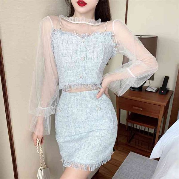 small fragrance tweed 3 piece set women outfits shirt blouse + short vest bodycon mini skirt three-piece suits ensemble femme 210514, White
small fragrance tweed 3 piece set women outfits shirt blouse + short vest bodycon mini skirt three-piece suits ensemble femme 210514, White