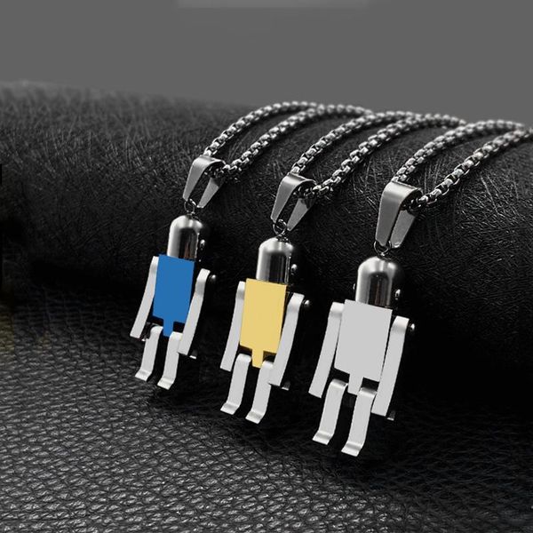 fashionable men and women stainless steel robot necklace hands feet movable pendant jewelry necklaces, Silver 
fashionable men and women stainless steel robot necklace hands feet movable pendant jewelry necklaces, Silver