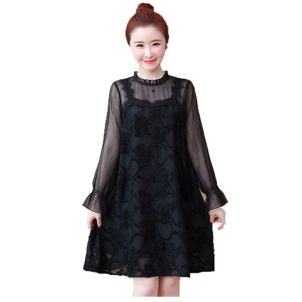 casual dresses large size foreign flavor loose summer dress lace transparent chiffon black lotus leaf collar women's w163, Black;gray
casual dresses large size foreign flavor loose summer dress lace transparent chiffon black lotus leaf collar women's w163, Black;gray