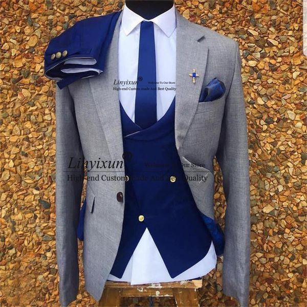 men's suits & blazers 3 piece gray wedding tuxedo for men formal set jacket double breasted waistcoat with royal blue pants male fashio, White;black
men's suits & blazers 3 piece gray wedding tuxedo for men formal set jacket double breasted waistcoat with royal blue pants male fashio, White;black
