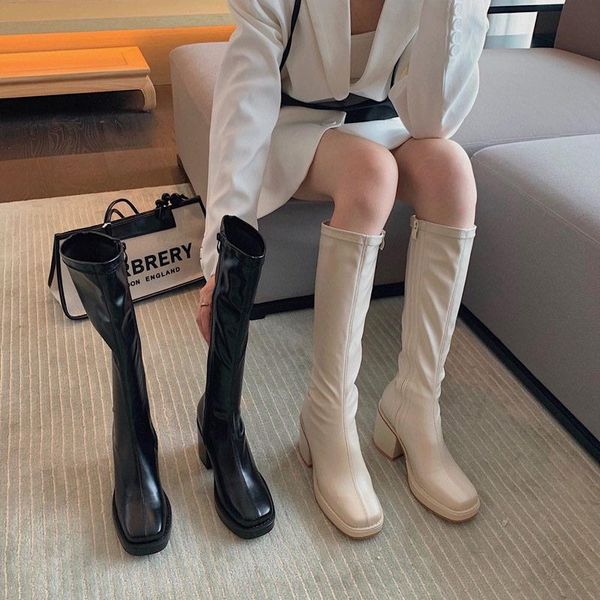 boots 2021 women autumn winter knee high female pu leather platform block heels shoes ladies solid zipper fashion long boot, Black
boots 2021 women autumn winter knee high female pu leather platform block heels shoes ladies solid zipper fashion long boot, Black