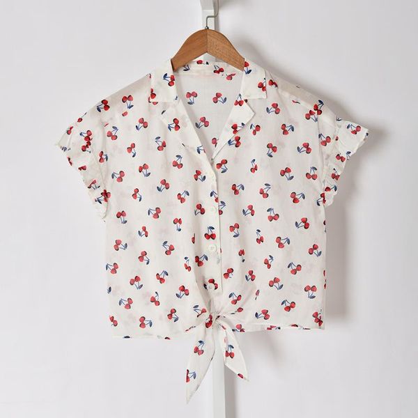 women's blouses & shirts cherry print lace-up women shirt v-neck short sleeve single breasted cotton sweet lady, White
women's blouses & shirts cherry print lace-up women shirt v-neck short sleeve single breasted cotton sweet lady, White