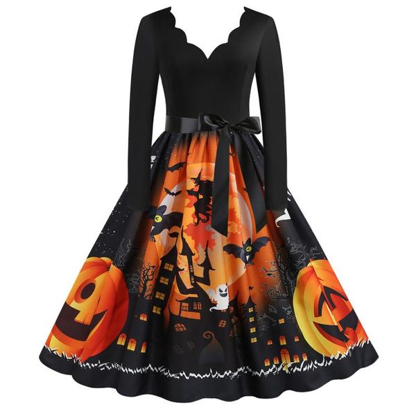 casual dresses lace pumpkin print women halloween vintage long sleeve fashion ladies clothing housewife evening party prom female dress, Black;gray
casual dresses lace pumpkin print women halloween vintage long sleeve fashion ladies clothing housewife evening party prom female dress, Black;gray