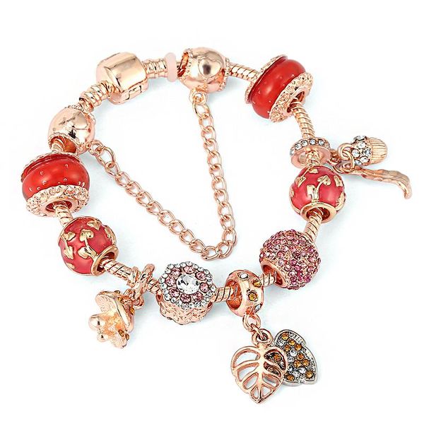 charm bracelets yexcodes rose gold pine cone feather pendant mushroom leaf girl diy bracelet net red charms women, Golden;silver 
charm bracelets yexcodes rose gold pine cone feather pendant mushroom leaf girl diy bracelet net red charms women, Golden;silver