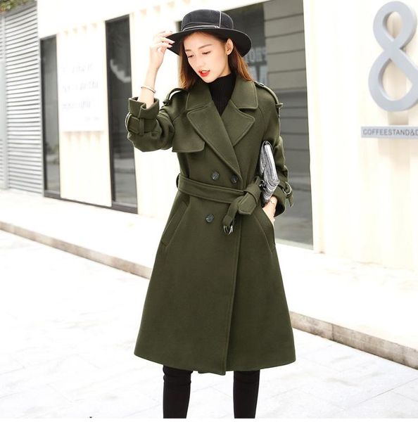 women's wool & blends fall winter 2021 a-line warm coat for women female lady belt long korean overcoat outwear clothes cashmere blend, Black
women's wool & blends fall winter 2021 a-line warm coat for women female lady belt long korean overcoat outwear clothes cashmere blend, Black