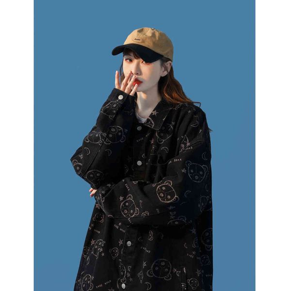 2021 autumn new all over bear denim jacket female jk203-p78 (control 98), Black;brown
2021 autumn new all over bear denim jacket female jk203-p78 (control 98), Black;brown