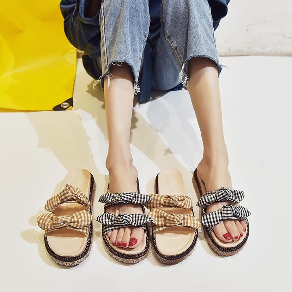 slippers 2021 summer fashion simple plaid women comfortable versatile bow decoration casual slippers., Black
slippers 2021 summer fashion simple plaid women comfortable versatile bow decoration casual slippers., Black