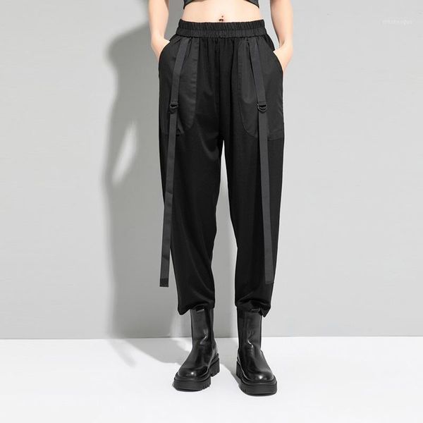 women's pants & capris 2021 cool casual harem mid waist fashion summer slim ribbon black hip hop locomotive women korean version, Black;white
women's pants & capris 2021 cool casual harem mid waist fashion summer slim ribbon black hip hop locomotive women korean version, Black;white