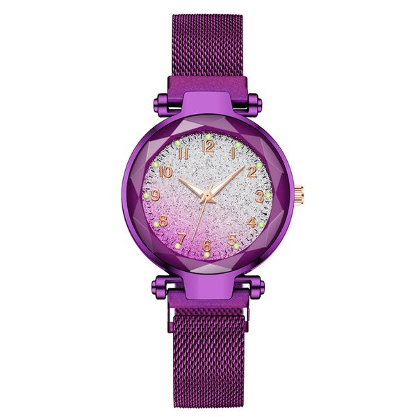 women quartz watch 33mm classic style ladies watches montre de luxe elegant fashion business wristwatch round gradient starry sky luminous s, Slivery;brown