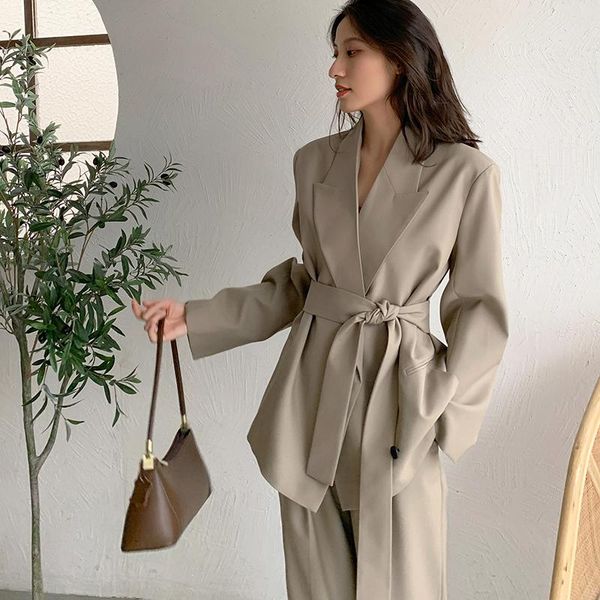 women's two piece pants se035 set womens casual notched single button lace-up blazer zipper pencil with pockets solid color loose suit, White
women's two piece pants se035 set womens casual notched single button lace-up blazer zipper pencil with pockets solid color loose suit, White