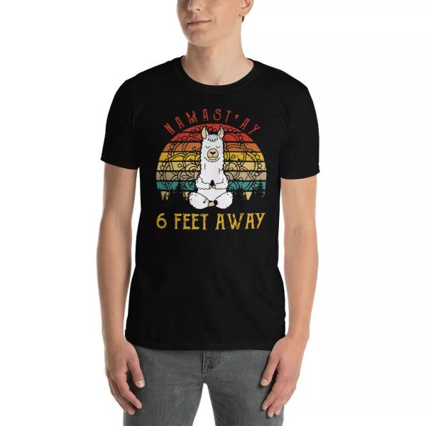 vintage retro namast'ay 6 feet away cute meditating llama meditation yoga shirt, White;black
vintage retro namast'ay 6 feet away cute meditating llama meditation yoga shirt, White;black