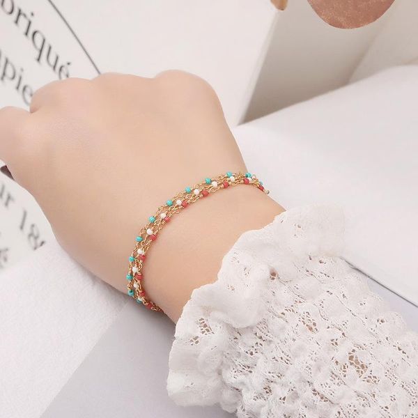 link, chain bohemian style handmade glass beads bracelet fashion simple jewelry cross women18k gold plated, Black
link, chain bohemian style handmade glass beads bracelet fashion simple jewelry cross women18k gold plated, Black