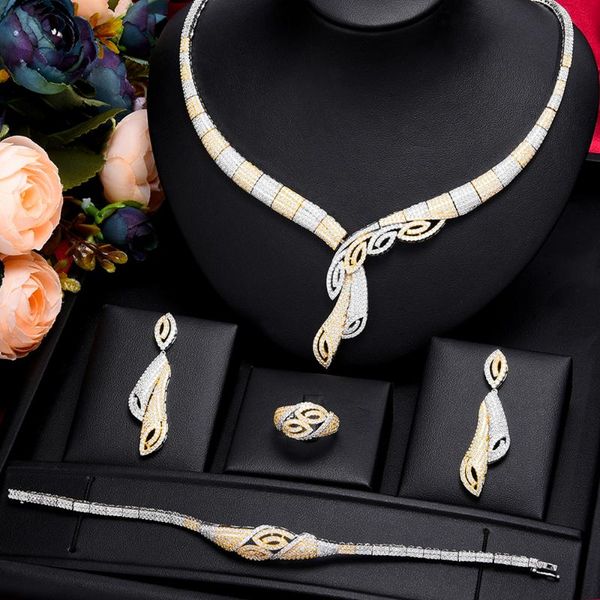 earrings & necklace charms 4pcs luxury nigerian jewelry set for women wedding cubic zircon dubai bridal earring bangle ring, Silver
earrings & necklace charms 4pcs luxury nigerian jewelry set for women wedding cubic zircon dubai bridal earring bangle ring, Silver
