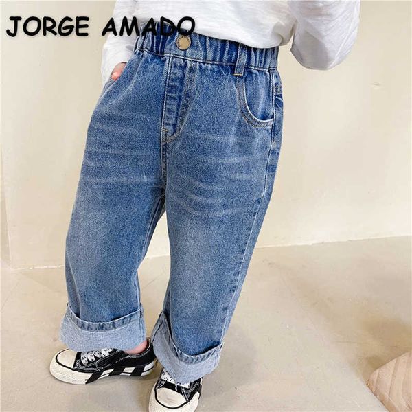 korean style spring girls jeans solid color elastic waist straight wide leg denim pants kids clothes e3030 210610, Blue
korean style spring girls jeans solid color elastic waist straight wide leg denim pants kids clothes e3030 210610, Blue