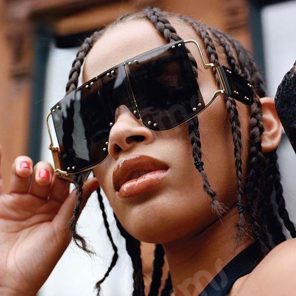 sunglasses women oversized mirror men shades glasses fashion square metal rivet trend unique female eyewear, White;black
sunglasses women oversized mirror men shades glasses fashion square metal rivet trend unique female eyewear, White;black