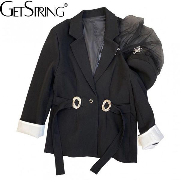 women's suits & blazers getspring women blazer mesh patchwork irregular black and jackets asymmetry loose casual suit coats 2021, White;black
women's suits & blazers getspring women blazer mesh patchwork irregular black and jackets asymmetry loose casual suit coats 2021, White;black