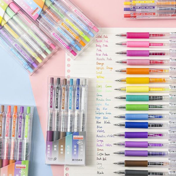 gel pens 6pcs/set 36 colors morandi juice press pen retro metal shinning signature school office supply promotional gift
gel pens 6pcs/set 36 colors morandi juice press pen retro metal shinning signature school office supply promotional gift