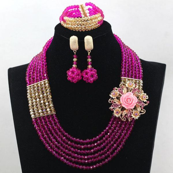 earrings & necklace fuchsia pink nigerian wedding crystal beads jewelry set costume african sets hx568, Silver
earrings & necklace fuchsia pink nigerian wedding crystal beads jewelry set costume african sets hx568, Silver
