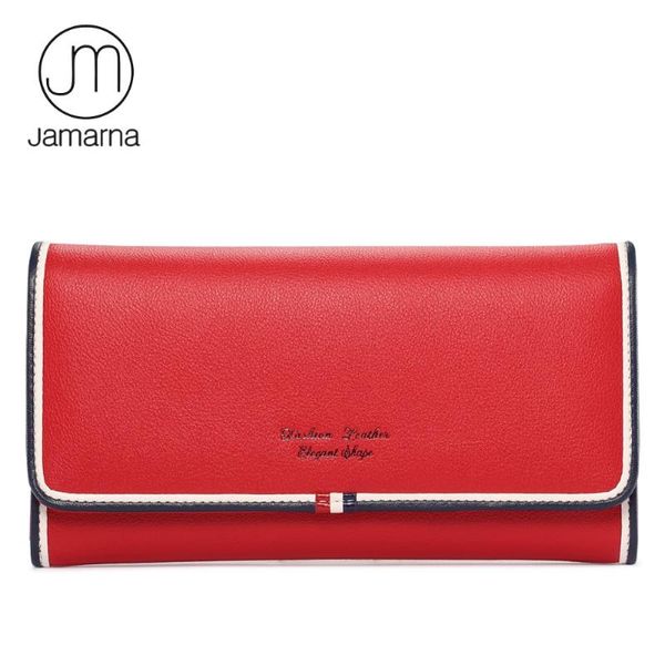 wallets jamarna brand genuine leather wallet female long clutch purse card coin holder classic red white and blue phone for women, Red;black
wallets jamarna brand genuine leather wallet female long clutch purse card coin holder classic red white and blue phone for women, Red;black