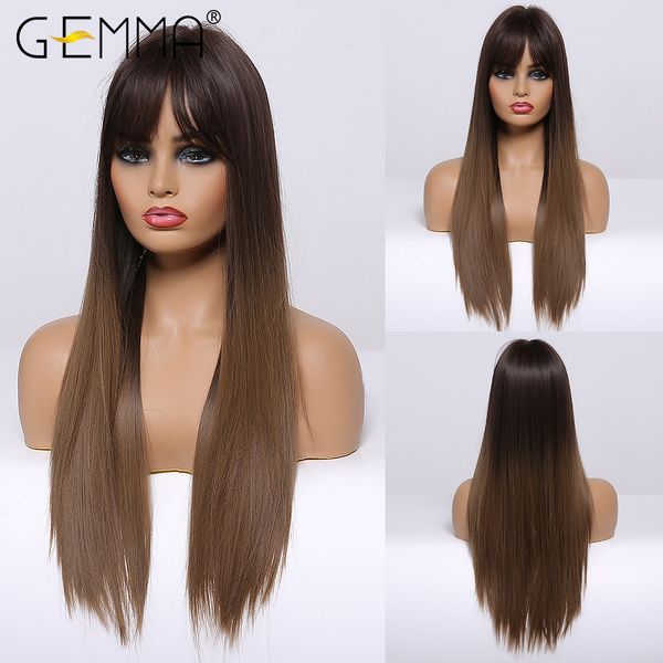 long straight ombre black dark brown synthetic hair wig with bangs cosplay daily wigs for black women heat resistant fibre
long straight ombre black dark brown synthetic hair wig with bangs cosplay daily wigs for black women heat resistant fibre
