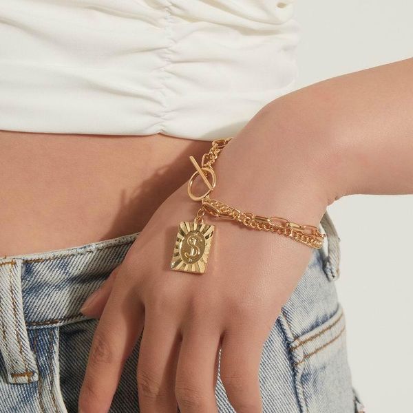 charm bracelets boho punk currency for woman gold square brand letter bracelet retro chain fashion female jewelry, Golden;silver
charm bracelets boho punk currency for woman gold square brand letter bracelet retro chain fashion female jewelry, Golden;silver