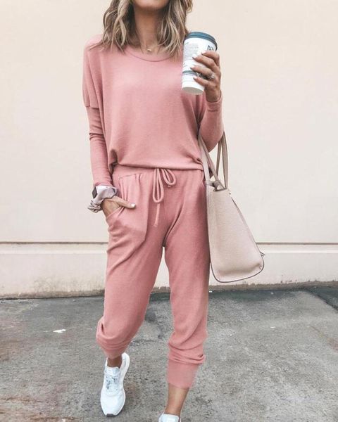 women spring solid long sleeve & tied casual pants female casual blouse&bottom two piece women suit sets homewear nightwear 210415, White
women spring solid long sleeve & tied casual pants female casual blouse&bottom two piece women suit sets homewear nightwear 210415, White