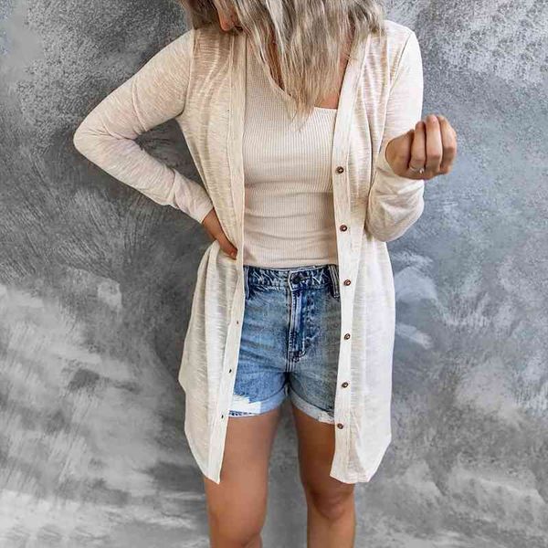 women autumn button up cardigan for women elegant solid color long sleeve cardigan streetwear casual loose manteau femme, White;black
women autumn button up cardigan for women elegant solid color long sleeve cardigan streetwear casual loose manteau femme, White;black