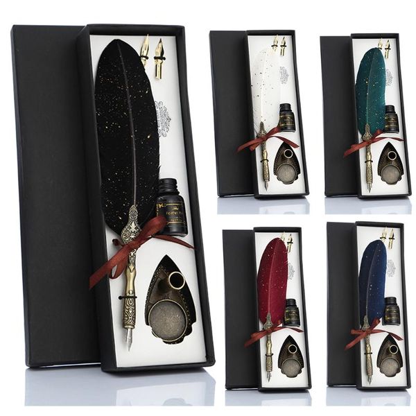 durable calligraphy feather dip pen with 2 nib set quill fountain writing creative vintage stationery classic texture gift box pens
durable calligraphy feather dip pen with 2 nib set quill fountain writing creative vintage stationery classic texture gift box pens