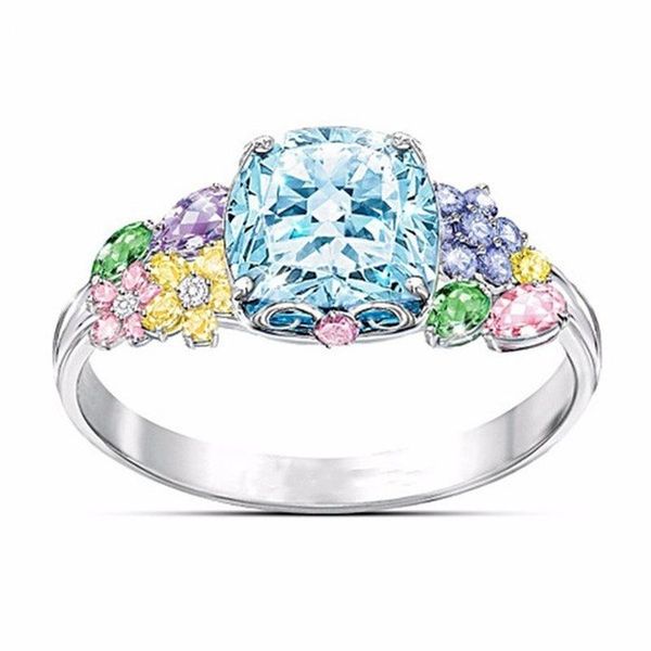 cluster rings exquisite romantic promise wedding for women colorful petals flower square blue zircon white color engagement ring, Golden;silver
cluster rings exquisite romantic promise wedding for women colorful petals flower square blue zircon white color engagement ring, Golden;silver