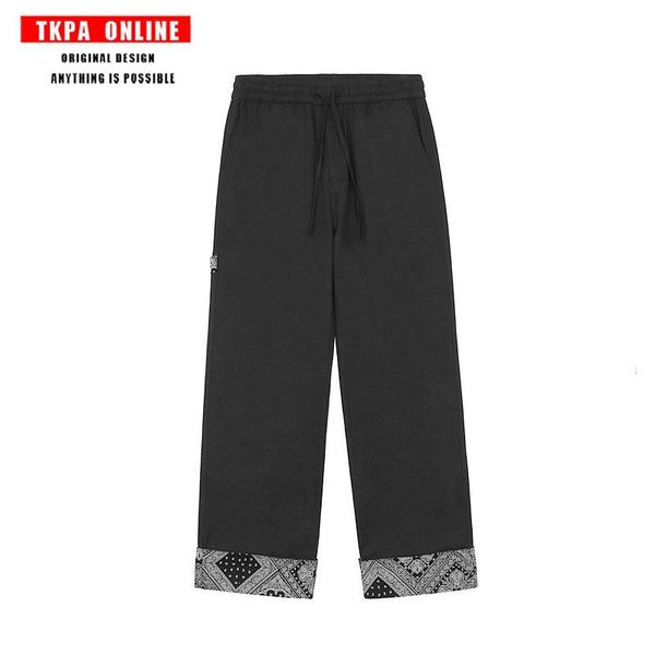 japanese-style retro casual pants men's fashion high street straight paisley stitching wide-leg workwear trousers men, Black 
japanese-style retro casual pants men's fashion high street straight paisley stitching wide-leg workwear trousers men, Black
