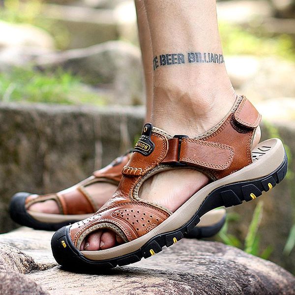 dress shoes summer men hiking sandals breathable genuine cow leather sport beach wearproof trekking climbing water man, Black
dress shoes summer men hiking sandals breathable genuine cow leather sport beach wearproof trekking climbing water man, Black