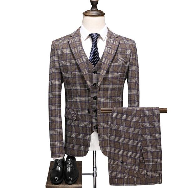autumn winter fashion men plaid suits classic suit 3 piece set slim design business banquet jacket + pant vest men's & blazers, White;black
autumn winter fashion men plaid suits classic suit 3 piece set slim design business banquet jacket + pant vest men's & blazers, White;black