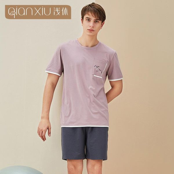 men's sleepwear bamboo fiber pajamas summer short-sleeved round neck home service suits cotton, Black;brown
men's sleepwear bamboo fiber pajamas summer short-sleeved round neck home service suits cotton, Black;brown