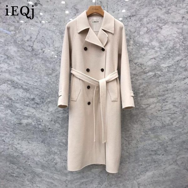 women's wool & blends ieqj 2021 autumn and winter mid-length temperament korean double-breasted thick lace-up woolen coat women 3f1483, Black
women's wool & blends ieqj 2021 autumn and winter mid-length temperament korean double-breasted thick lace-up woolen coat women 3f1483, Black