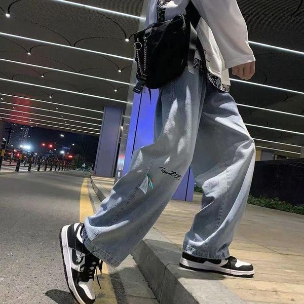 men's jeans baggy men autumn streetwear trend hip-hop loose straight-leg pants male korean printing contrast mid-waist washed trousers, Blue
men's jeans baggy men autumn streetwear trend hip-hop loose straight-leg pants male korean printing contrast mid-waist washed trousers, Blue