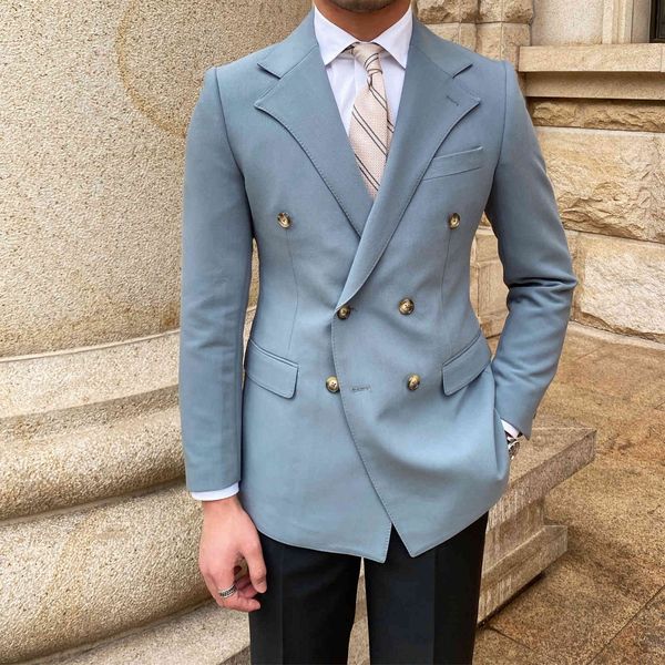 men's suits & blazers spring 2021 italian large collar gentleman blue double button casual suit british cut slim fit men's jacket, White;black
men's suits & blazers spring 2021 italian large collar gentleman blue double button casual suit british cut slim fit men's jacket, White;black