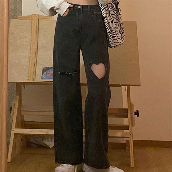 streetwear heart shaped hole women short jeans high waist mom vintage black denim pants full length trouser harajuku, White;black
streetwear heart shaped hole women short jeans high waist mom vintage black denim pants full length trouser harajuku, White;black
