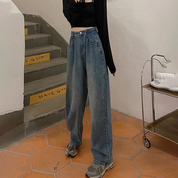 women's jeans denim pants chic hong kong style spring and autumn 2021 high waist wide leg mops straight tube loose, Blue
women's jeans denim pants chic hong kong style spring and autumn 2021 high waist wide leg mops straight tube loose, Blue