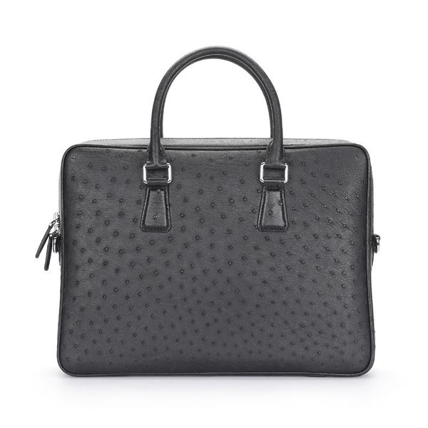 leather ostrich briefcase men's handbag busins leisure office computer