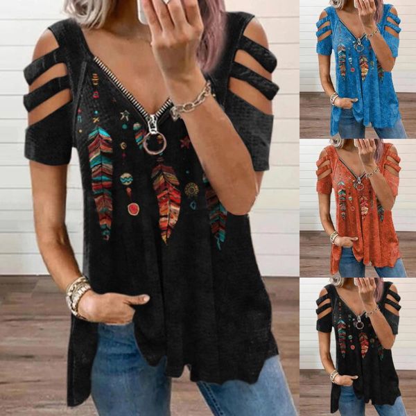 women's t-shirt zipprt short sleeve summer women printed hollow out t shirt fashion loose off shoulder casual plus size shirts r5, White
women's t-shirt zipprt short sleeve summer women printed hollow out t shirt fashion loose off shoulder casual plus size shirts r5, White