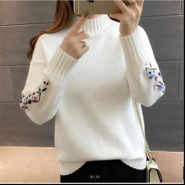 women fashion womens sweaters turtleneck sweater woman long sleeve warm embroidered knitted pullover b3965, White;black
women fashion womens sweaters turtleneck sweater woman long sleeve warm embroidered knitted pullover b3965, White;black
