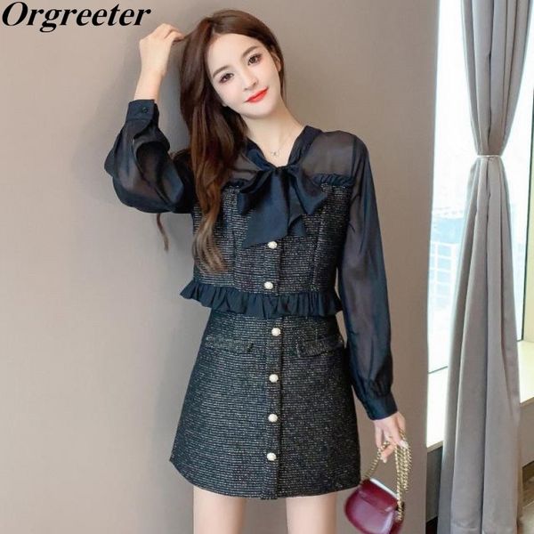 sweet princess tweed shirt skirt two piece sets women chiffon patchwork ruffles slim blouse and pearl button woolen suit 210525, White
sweet princess tweed shirt skirt two piece sets women chiffon patchwork ruffles slim blouse and pearl button woolen suit 210525, White