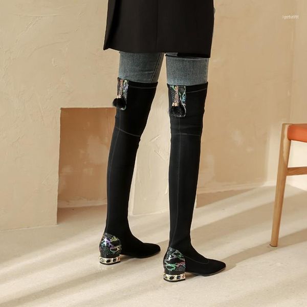 boots vintage square toe women long black elastic suede over the knee botas colorful crystal heels winter riding bottes zapatos11
boots vintage square toe women long black elastic suede over the knee botas colorful crystal heels winter riding bottes zapatos11